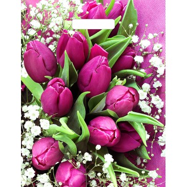 Сумка ламинат (выр.руч) 310*400 (60мкр) Розовые тюльпаны